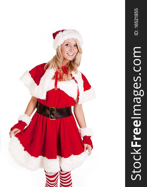 A female dressed like santas helper. A female dressed like santas helper.