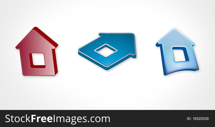 Three icons houses web sign design element. Three icons houses web sign design element