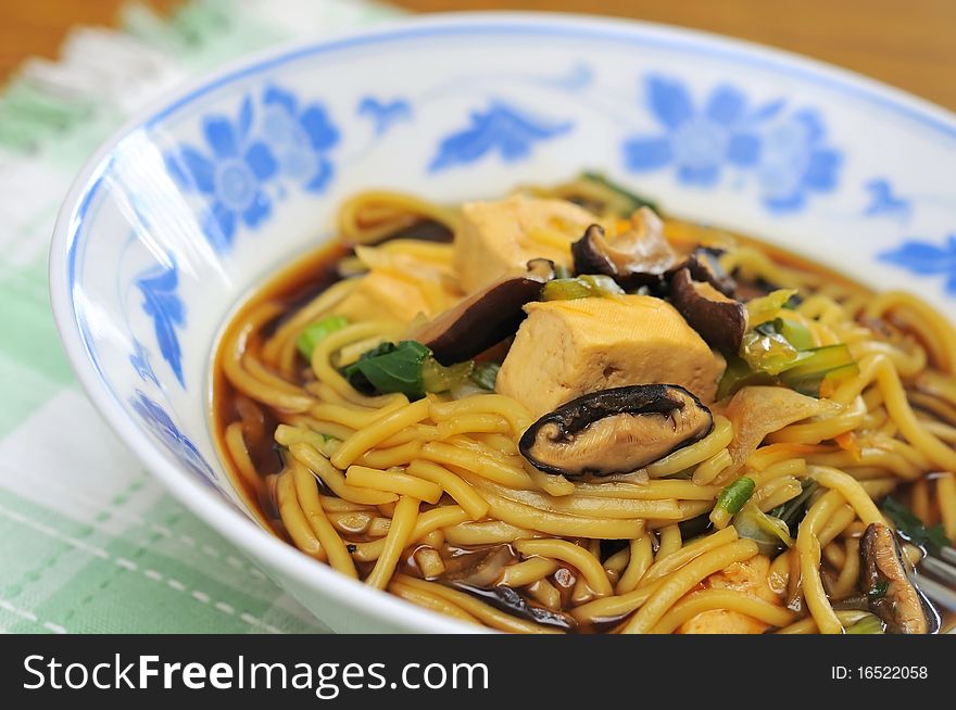 Closeup of vegetarian noodles