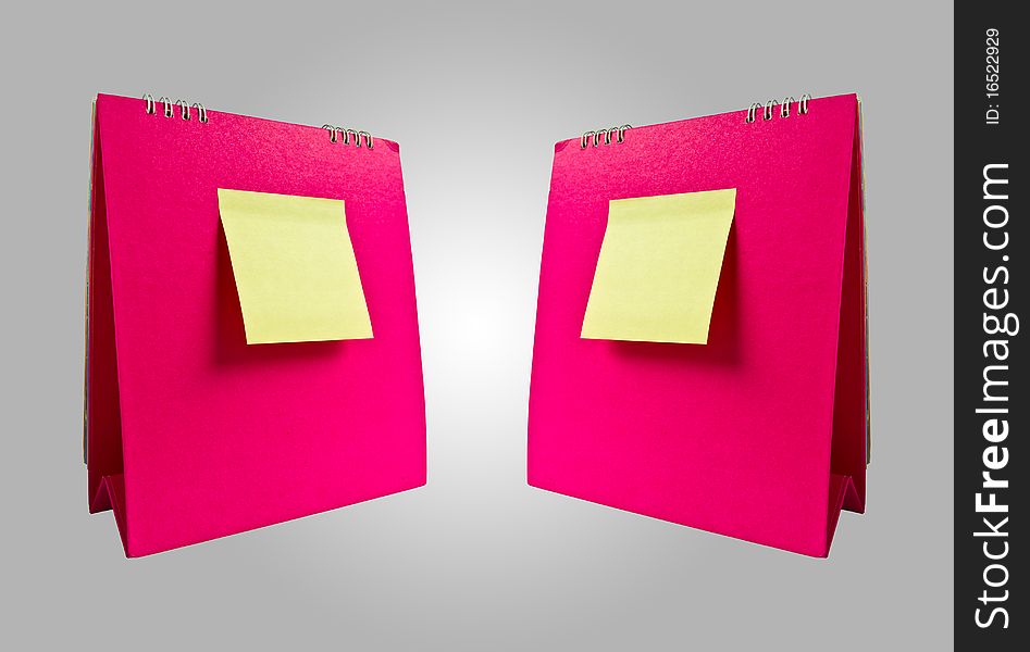 Yellow note on double pink calender