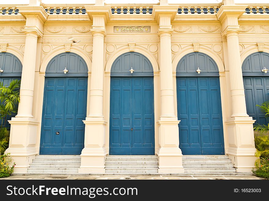 Traditional euro style building doors in grand palace