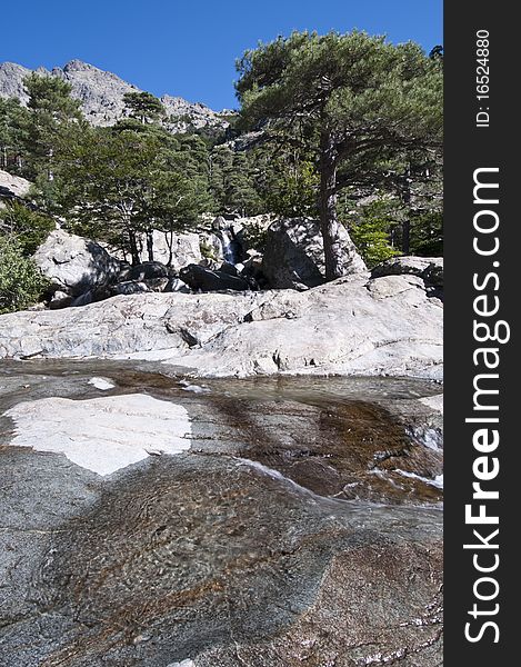 Nature around famous hiking path GR20 at Corsica.