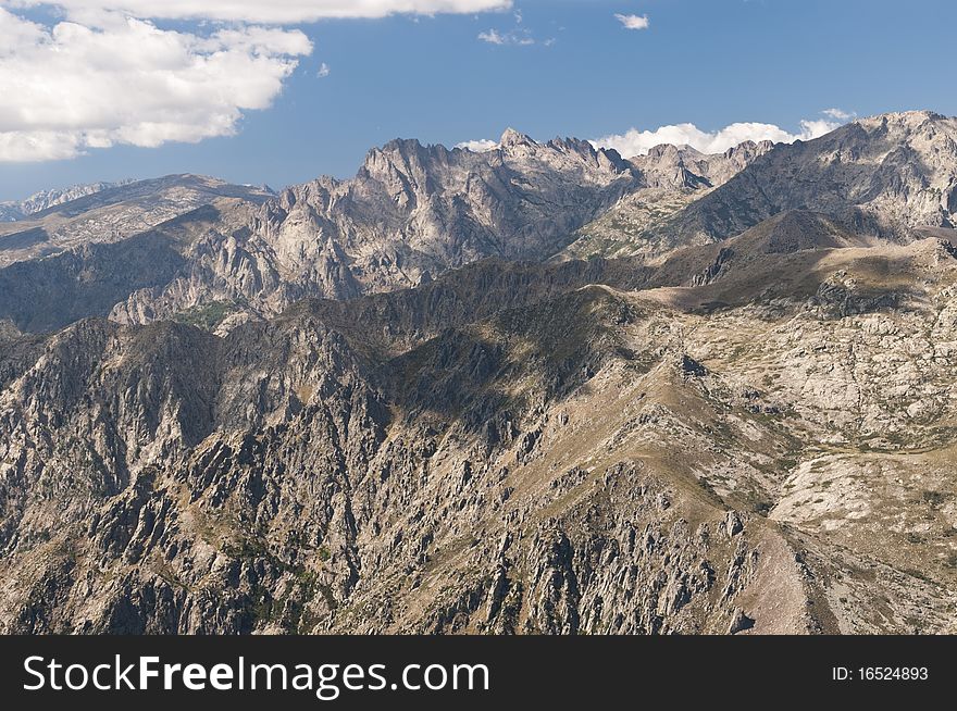 Nature around famous hiking path GR20 at Corsica.