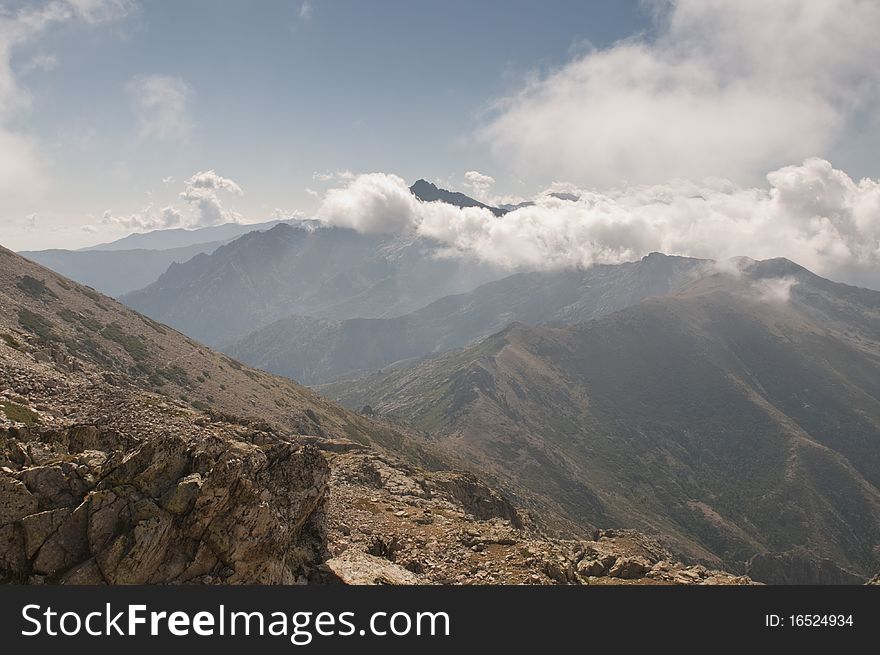 Nature around famous hiking path GR20 at Corsica.