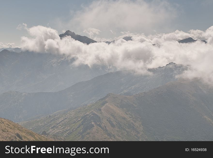 Nature around famous hiking path GR20 at Corsica.