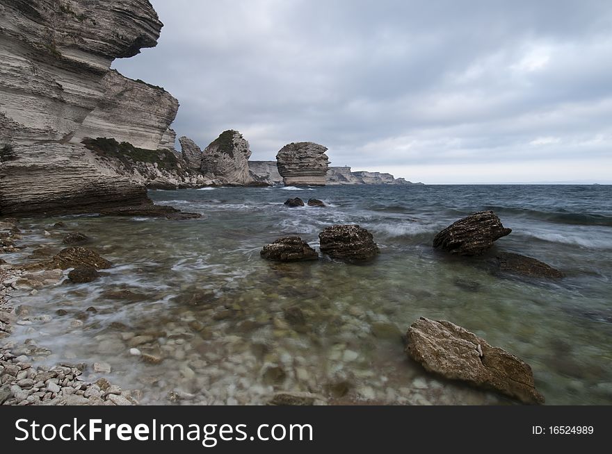 Coastline of Bonifacio at Corsica.