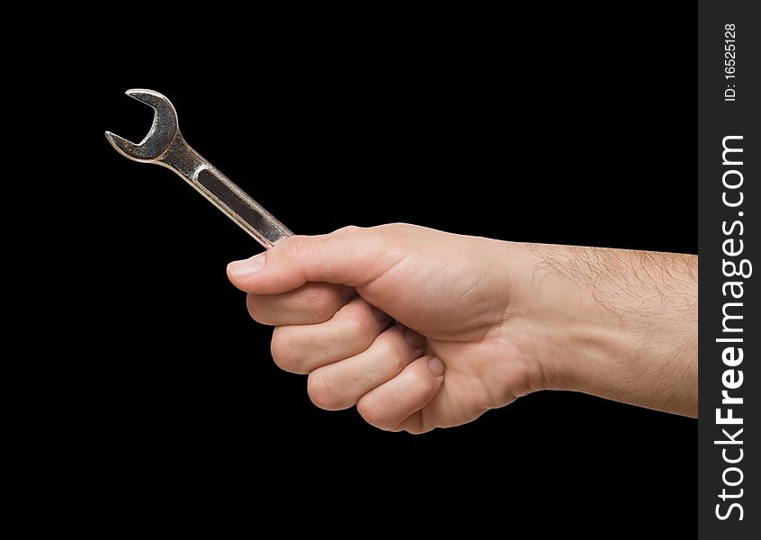 Open-ended wrench in hand