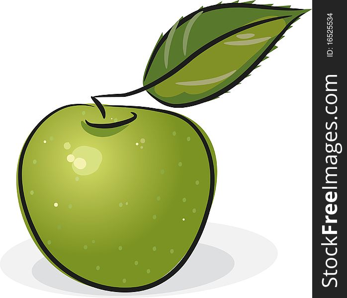 Green apple isolated on white, illustration