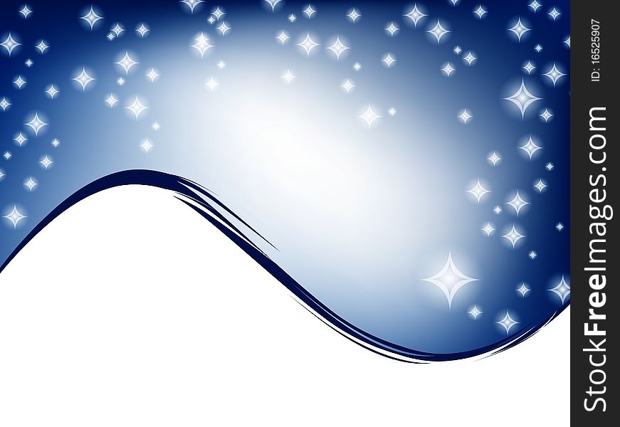 Wavy template with stars in blue sky and copyspace. Wavy template with stars in blue sky and copyspace