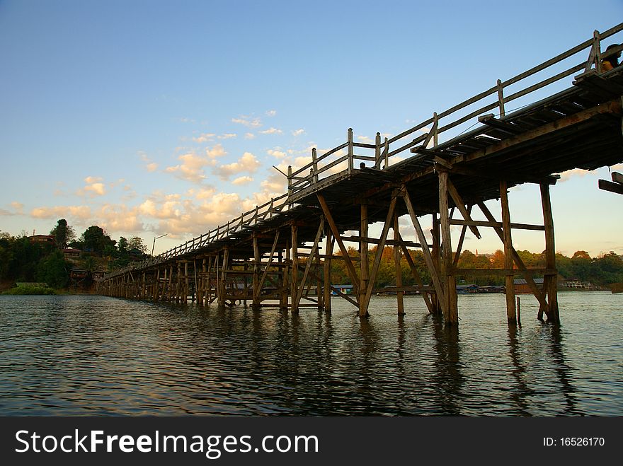 It is the longest wooden bridge in Thailand is 850 meters long across a river. It is the longest wooden bridge in Thailand is 850 meters long across a river