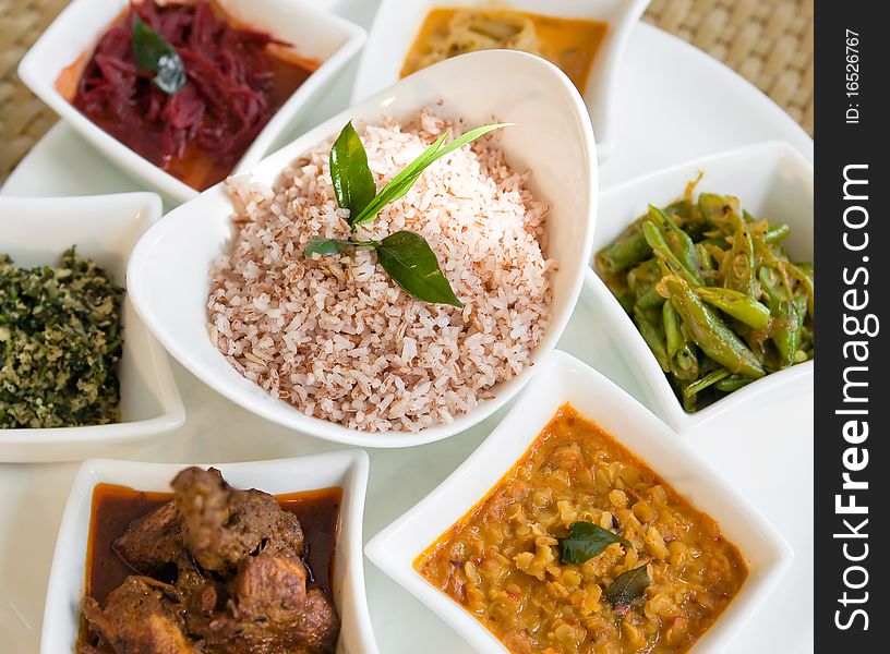 Table served with different dishes. Table served with different dishes