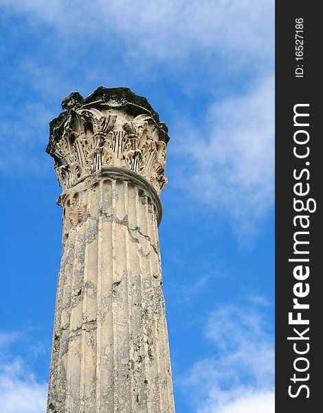 Roman Column In Carthagena, Tunisia