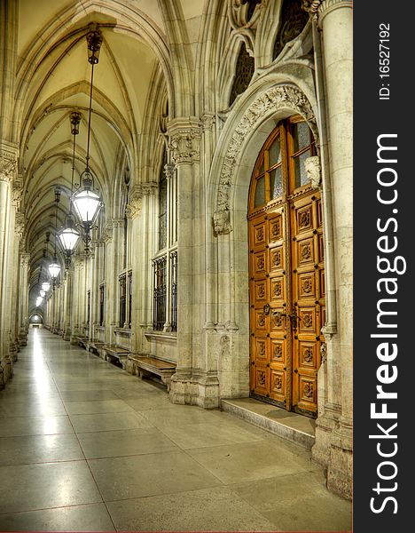 Townhall corridor of city townhall, Vienna, AT