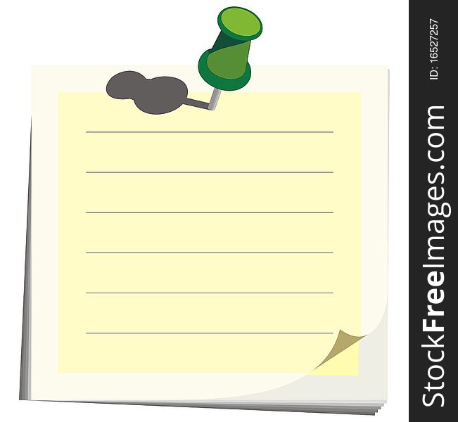 Illustration of push pin and background paper notes. Illustration of push pin and background paper notes