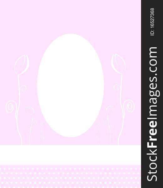 Vector picture of pink greeting card with white flowers