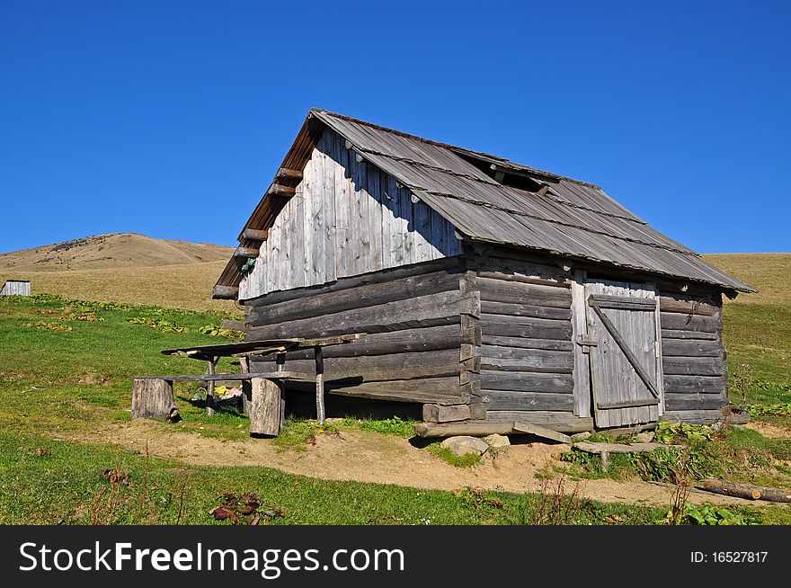 Hut of the shepherd on a hillside.