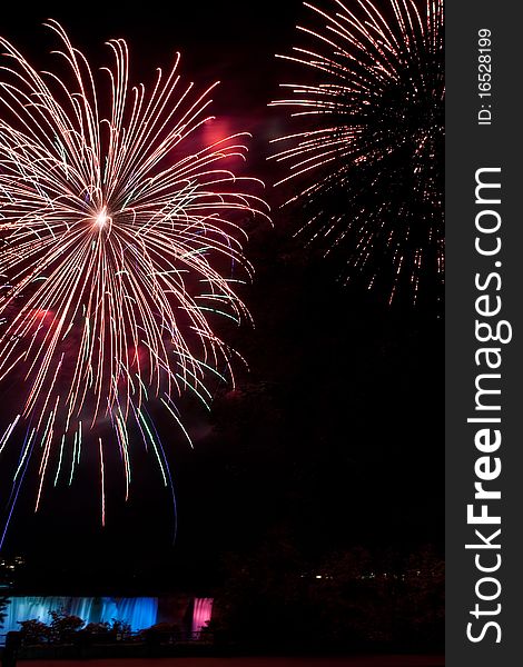 Fireworks over American Falls, Niagara Falls, Canada