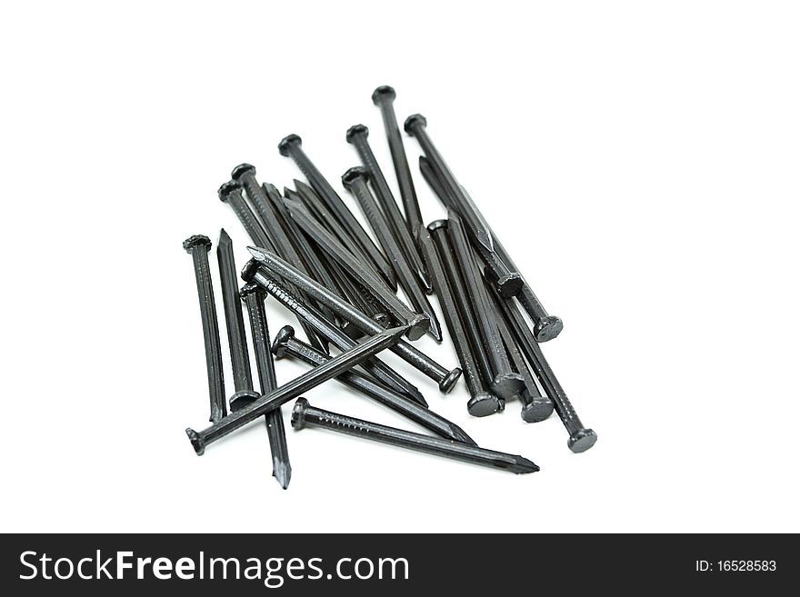 Many nails on a white background