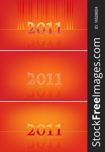 Set from three pictures of numbers in 2011 in the red. Set from three pictures of numbers in 2011 in the red