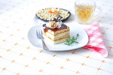 Chocolate Dessert With Tea Stock Images Chocolate Dessert With Tea Stock Images