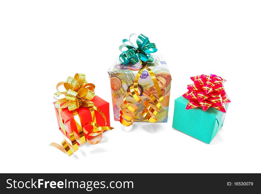 Gifts isolated on a white background. Gifts isolated on a white background