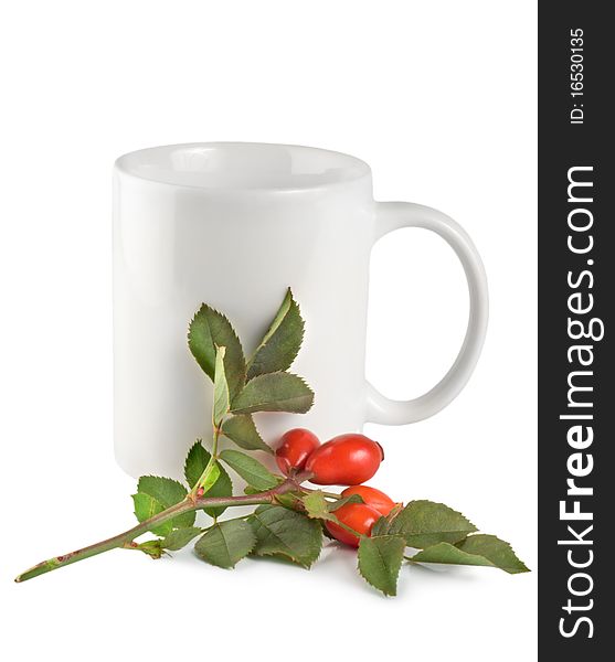 Cup of tea with rosehip isolated on a white background. Cup of tea with rosehip isolated on a white background