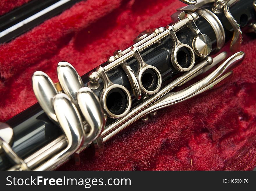 Close-up of clarinet on the box