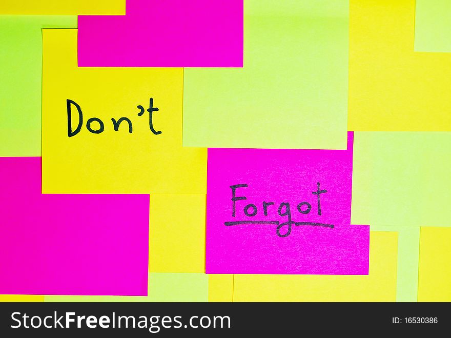 Don T Forgot  Colorful Reminder Note