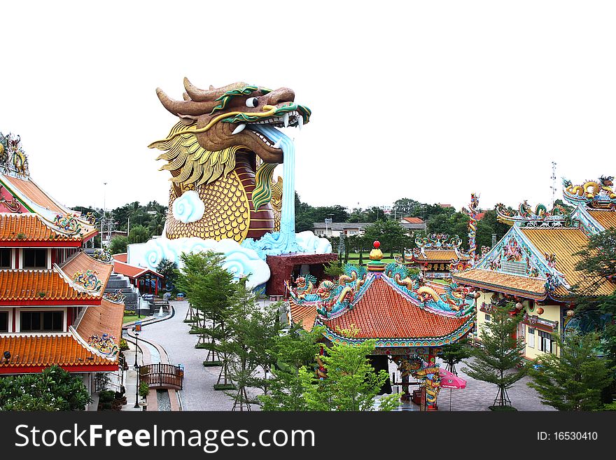 Golden Chinese Imperial Dragon Blowing Water