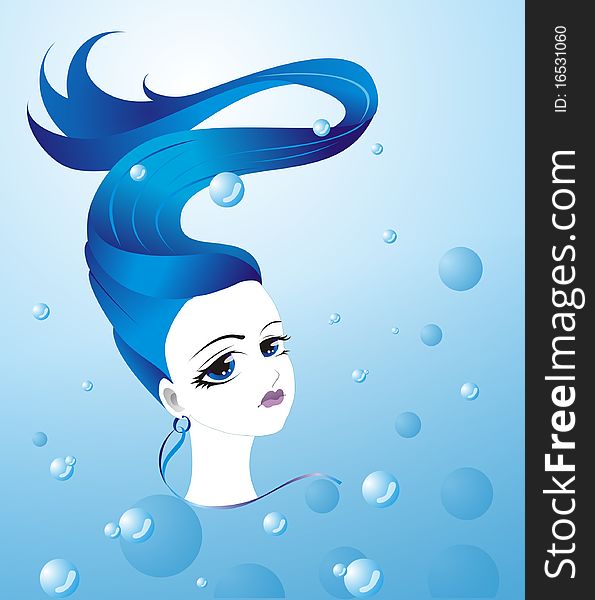 Illustration girl in water, abstraction, vector. Illustration girl in water, abstraction, vector