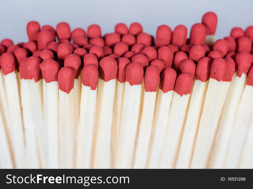 Close-up shot of matches stacked together. Close-up shot of matches stacked together