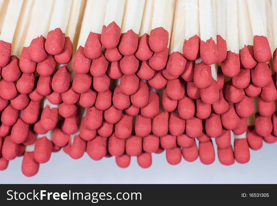 Close-up shot of matches stacked together. Close-up shot of matches stacked together