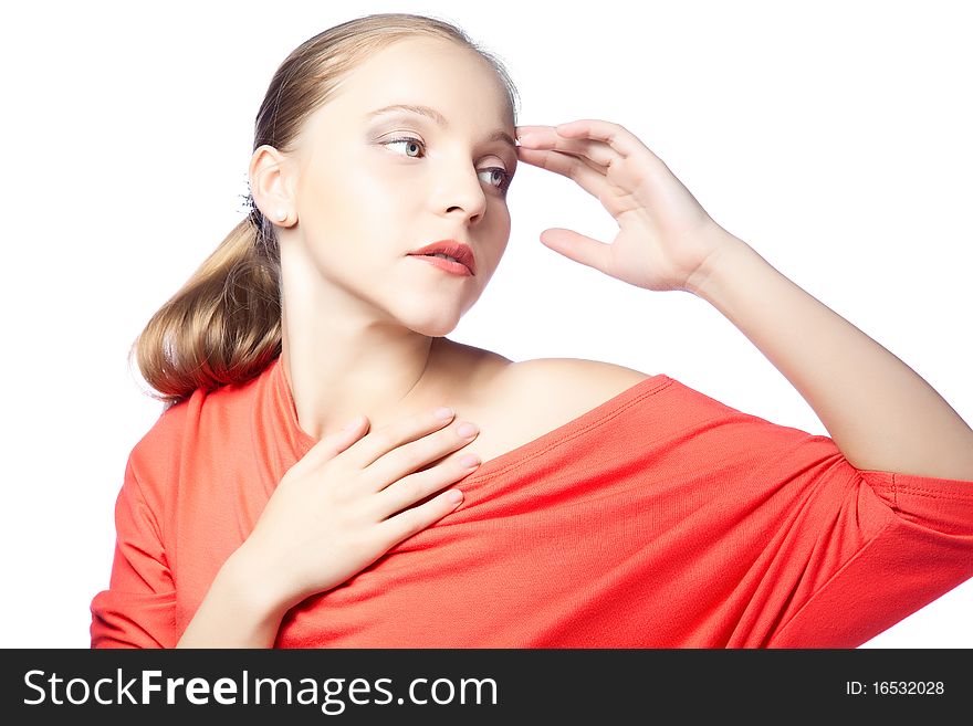 Woman On White Background