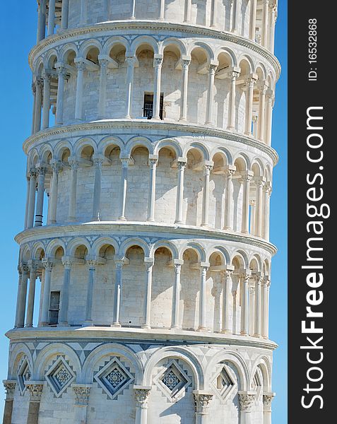 Fragment of the famous leaning tower in Pisa, Italy. Fragment of the famous leaning tower in Pisa, Italy.