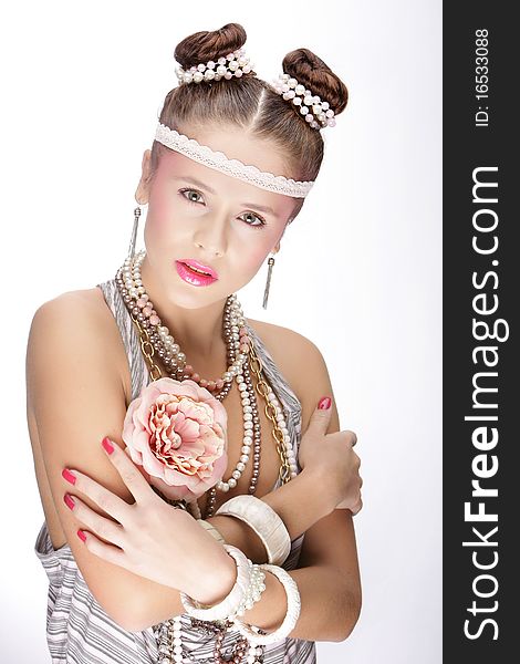 Studio shot of young stylish girl