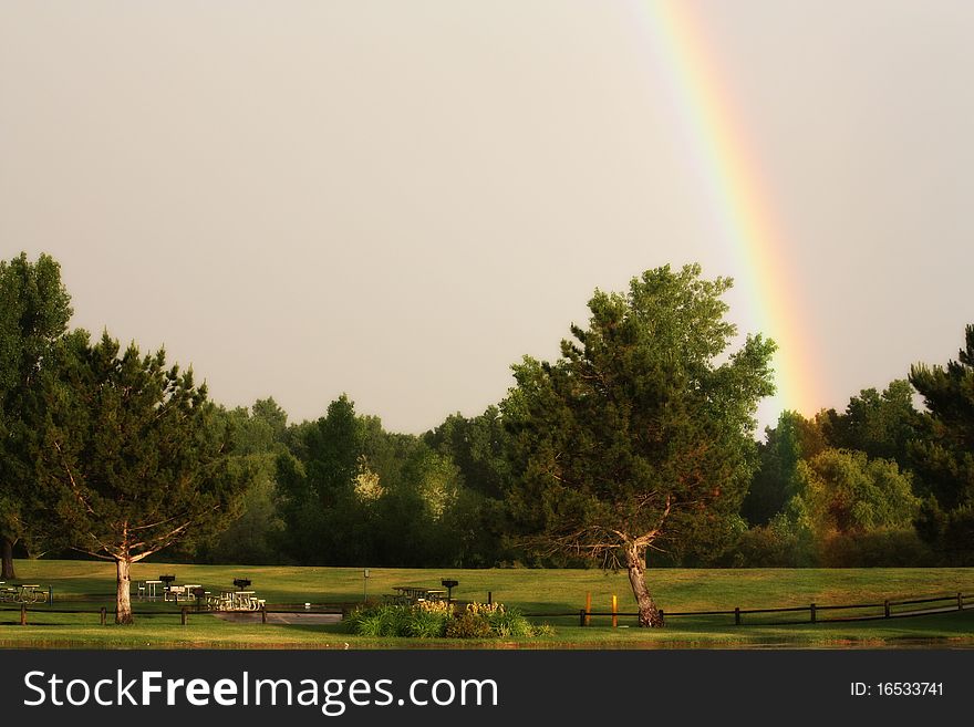 Rainbow Over A Park