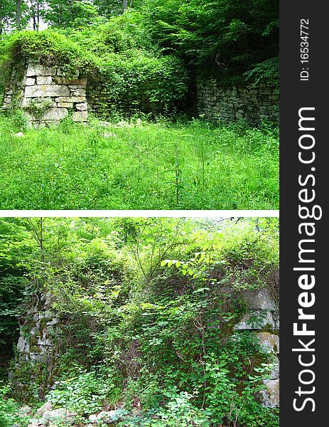 Remains of Elizabeth Furnace in the George Washington National Forest located near Front Royal, Strasburg, and Fort Valley, Virginia in the Shenandoah Valley.
The blast furnace was used for making pig iron. 
http://en.wikipedia.org/wiki/Elizabeth_Furnace