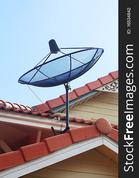 Satellite dish on the roof for television