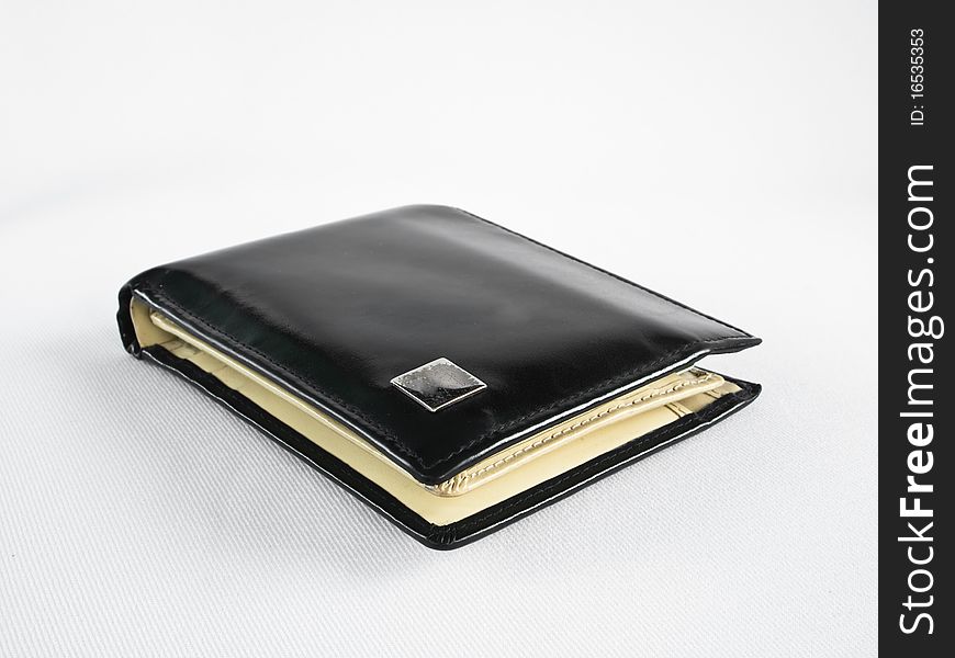 Black leather wallet isolate on white background
