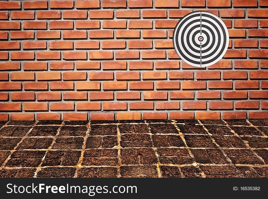 Goal on brickwall pattern background