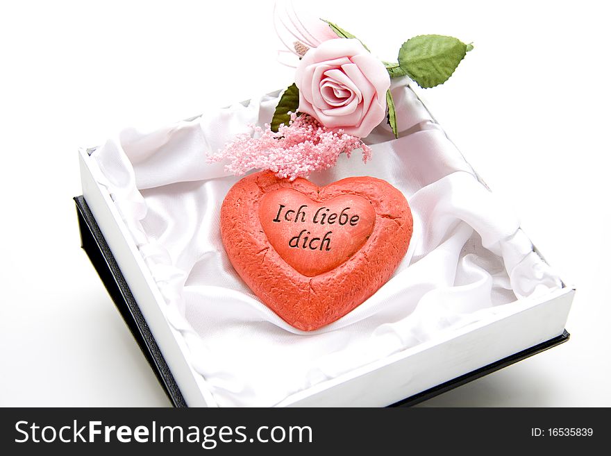 Heart in the gift box with material