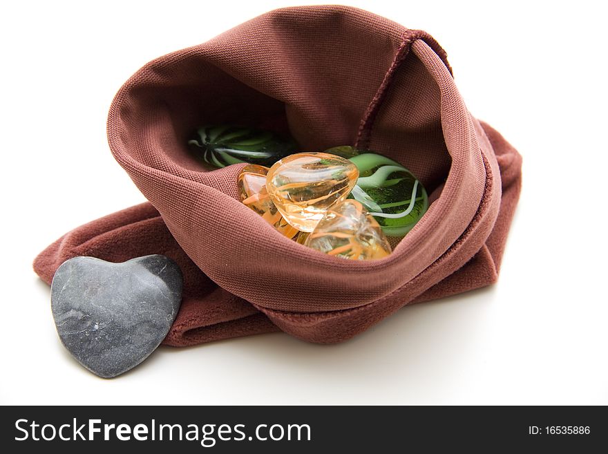 Glass stones in the material bag