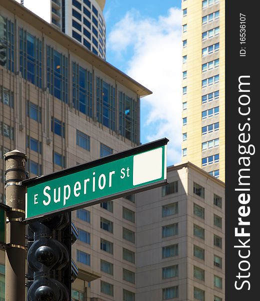 Superior Street Sign in Chicago city, Illinois USA. Superior Street Sign in Chicago city, Illinois USA
