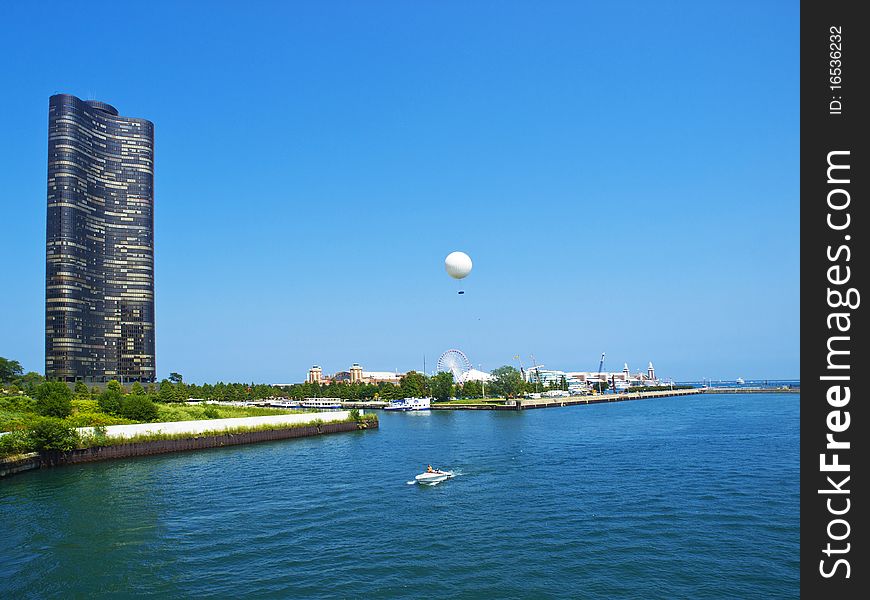 Chicago Harbor in a radiant summer day