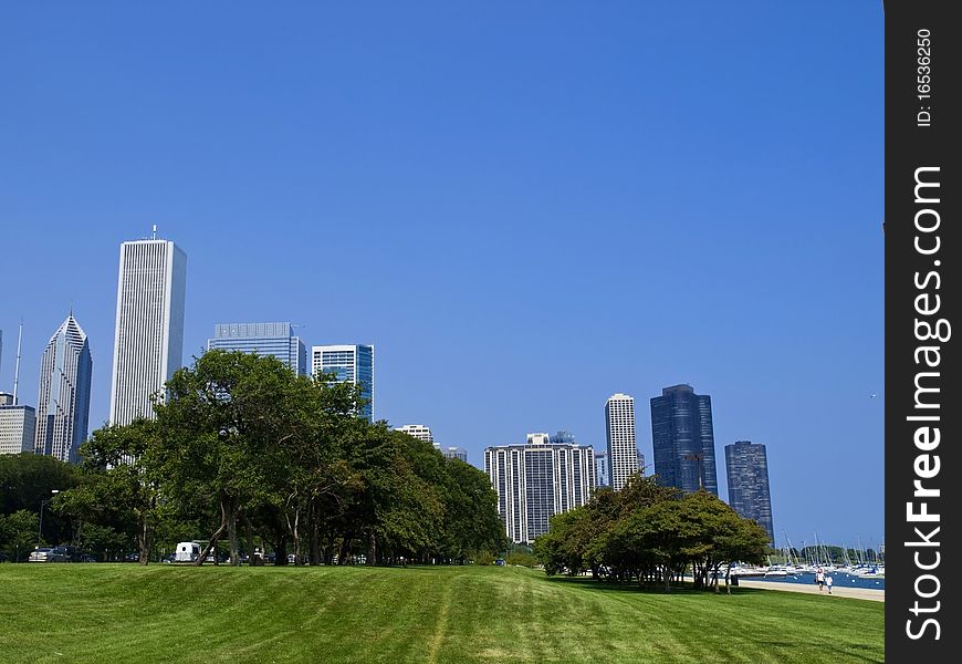 The Chicago Skyline from the Butler Field Park. The Chicago Skyline from the Butler Field Park