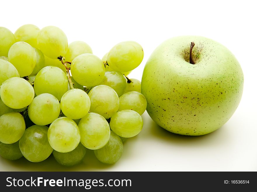 Bunches of grapes with apple