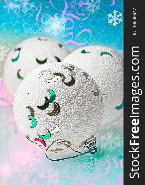 White christmas baubles - new year theme