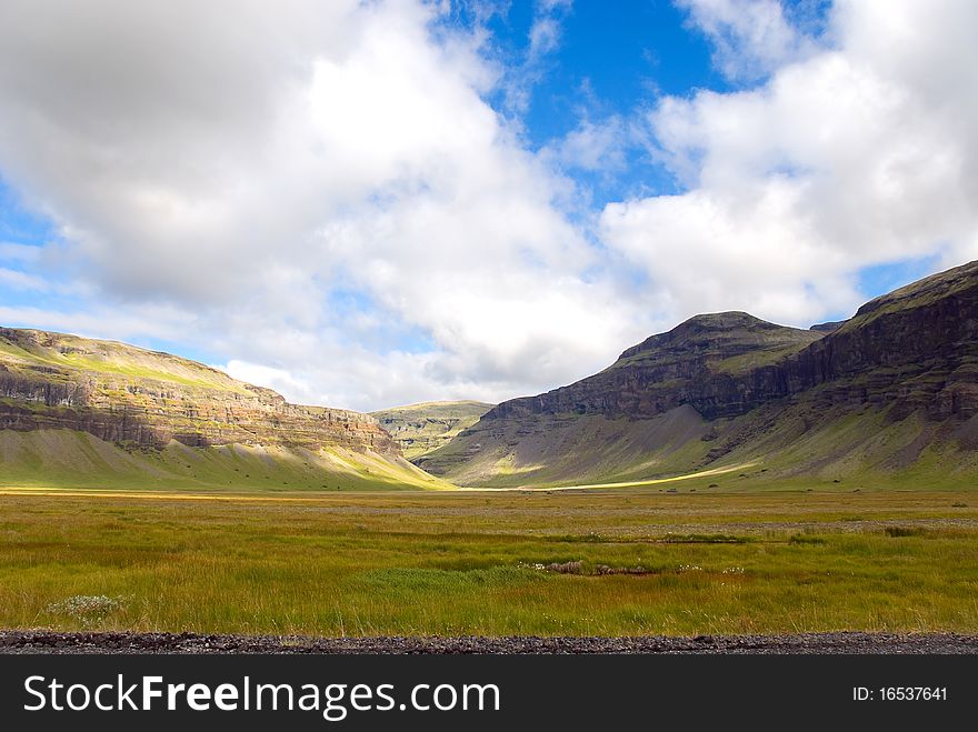 View of a landscape in south Iceland. View of a landscape in south Iceland