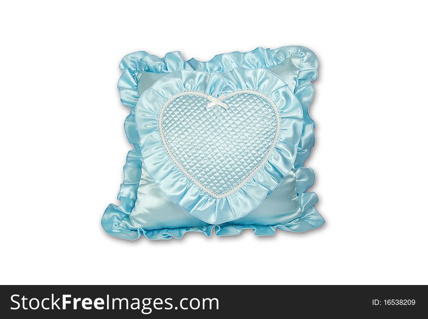 Blue pillow isolated on white background