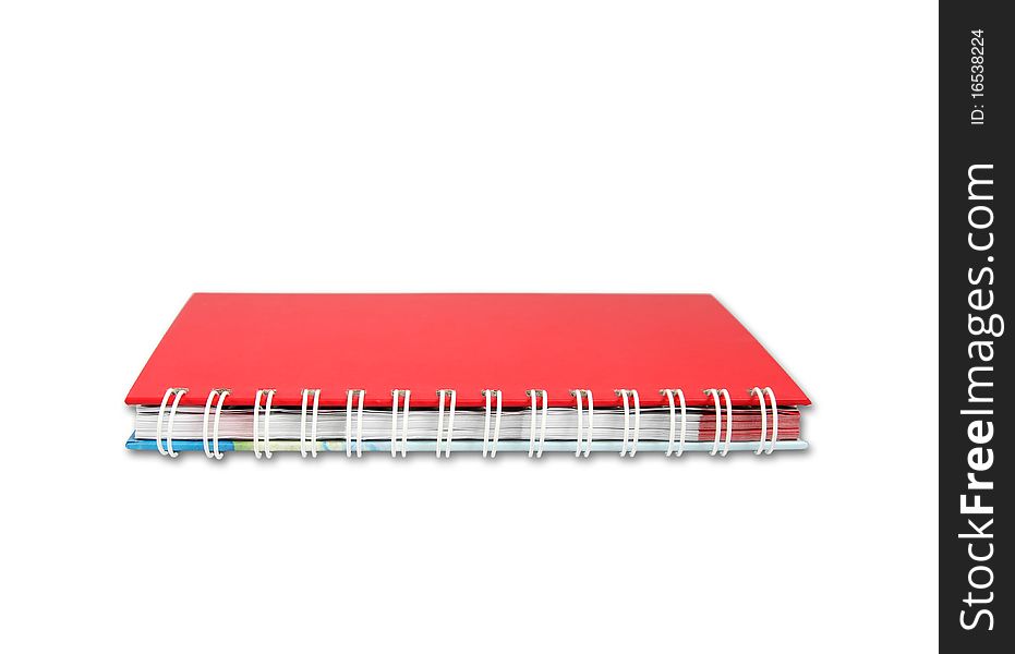Red notebook isolated on white